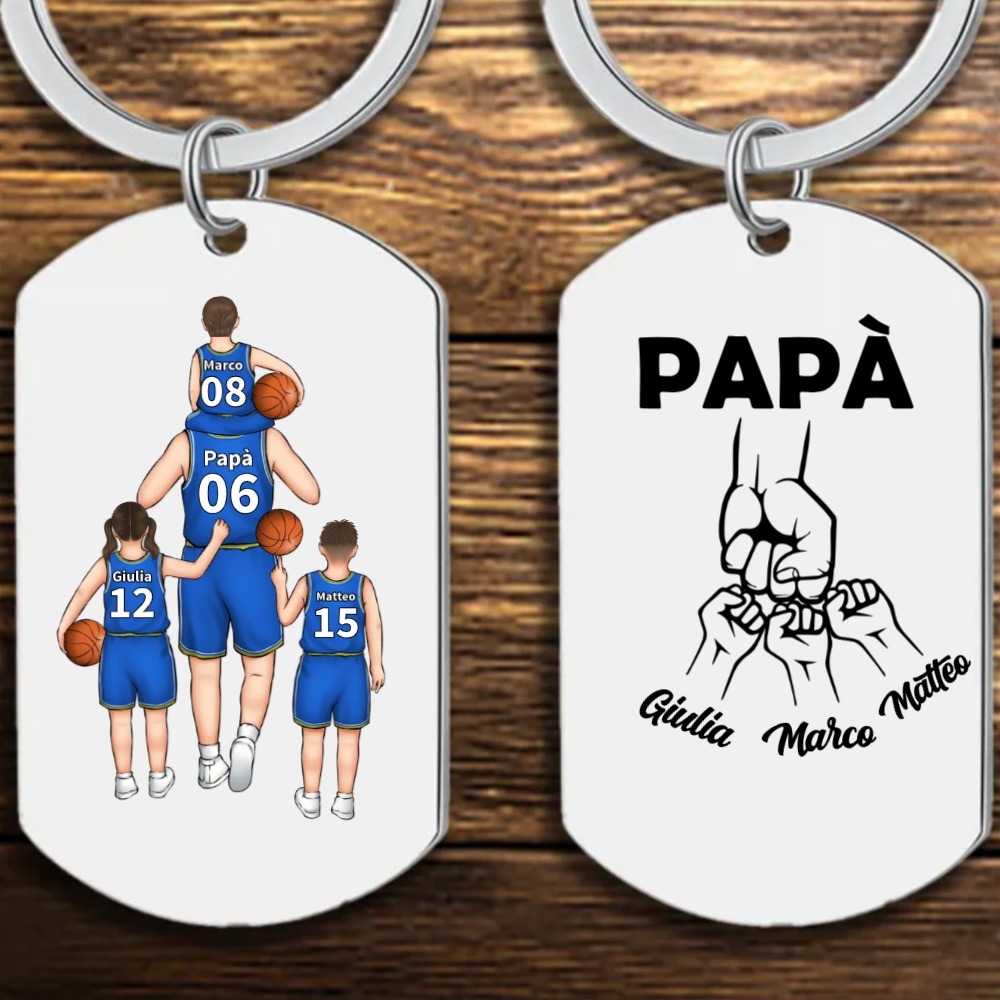 Portachiavi personalizzato a forma di pallone da basket, con incisione di 2-4 nomi Un regalo per papà | Jessemade