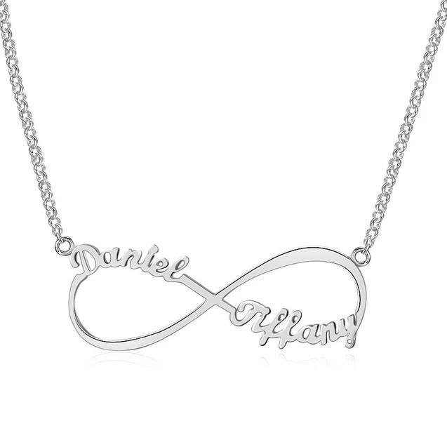 Collana infinito con 2 nomi in argento 925