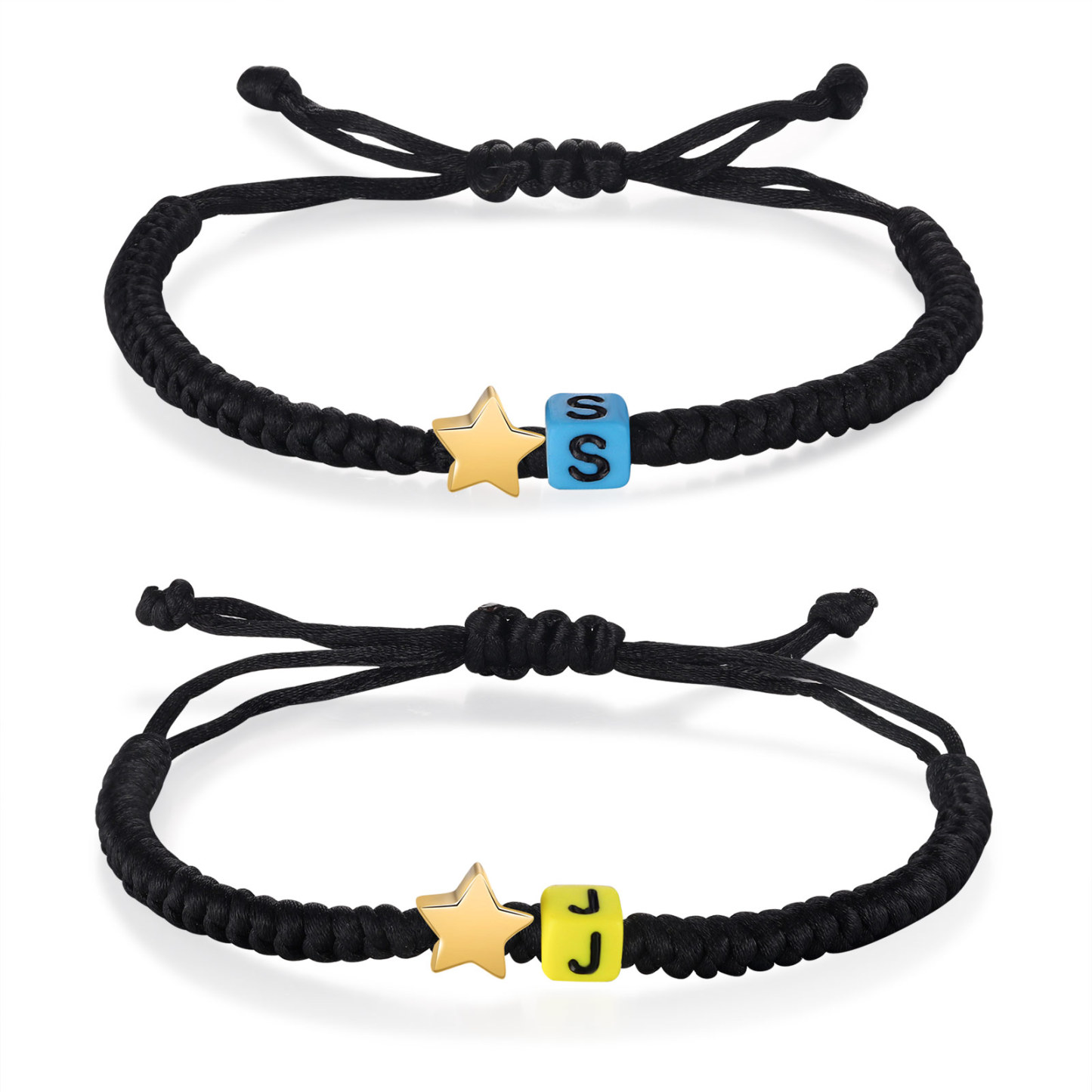 2PCS Braccialetto con perline di 2 lettere personalizzato regalo per scuola