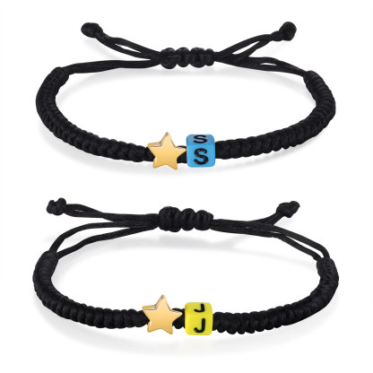 2PCS Braccialetto con perline di 2 lettere personalizzato regalo per scuola