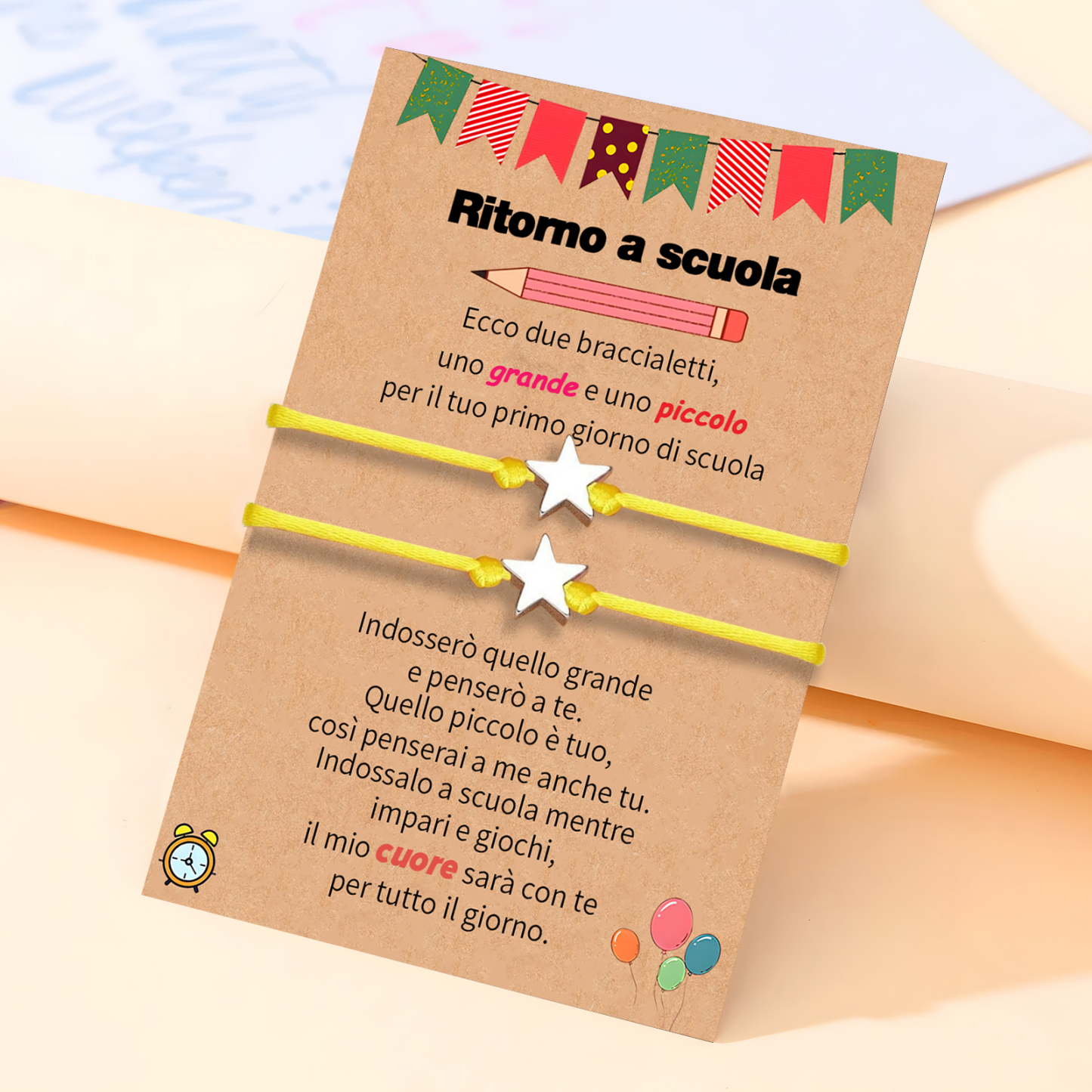 2PCS Braccialetto stella regorabile regalo per bambina con carta