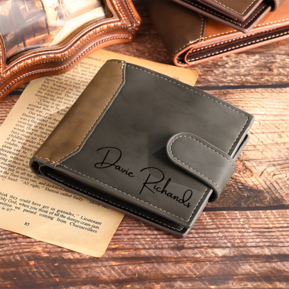 Portafoglio da Uomo Personalizzato – Con 1 Foto e Testo Inciso – Regalo Speciale per Papà | Jessemade