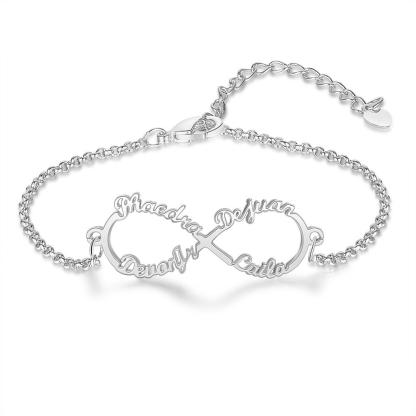 Bracelet Prénom Personnalisé infini 4 prenoms pour enfant