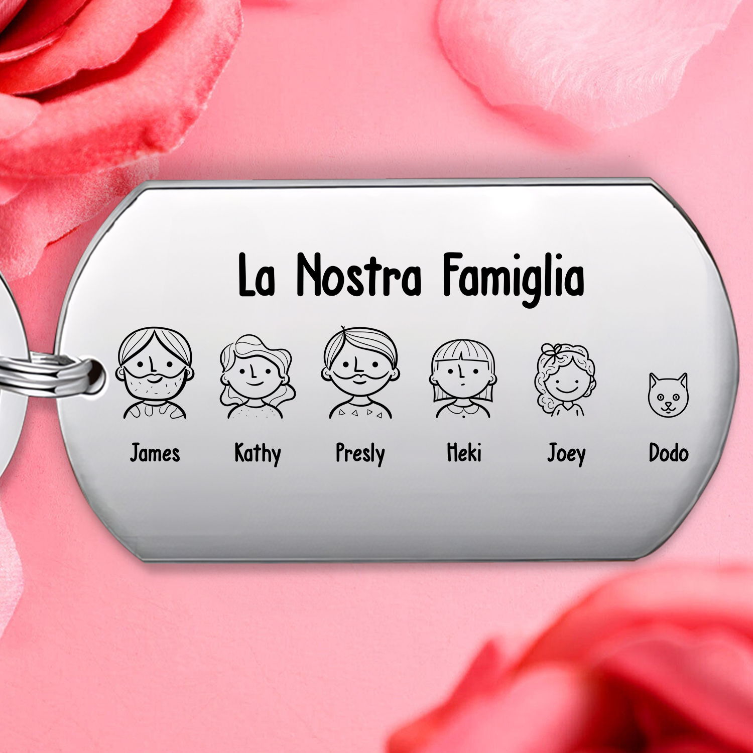 Portachiavi personalizzato la nostra famiglia figura papa mamma figli cane gatto