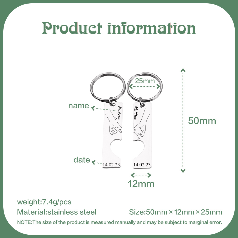 AL MIO UOMO-Portachiavi con 2 nomi e 1 data personalizzati  per coppia