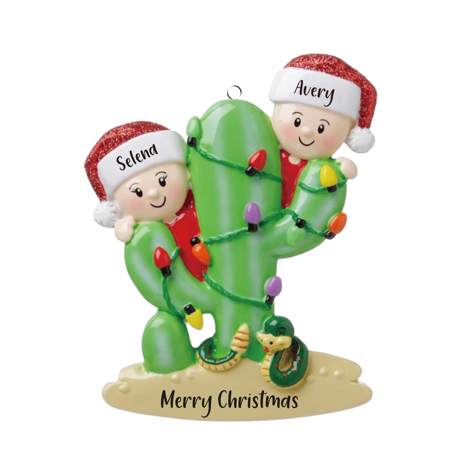 Bianco Natale mille candele... Ornamenti cactus ciondolo per albero di Natale 2 nomi personalizzati