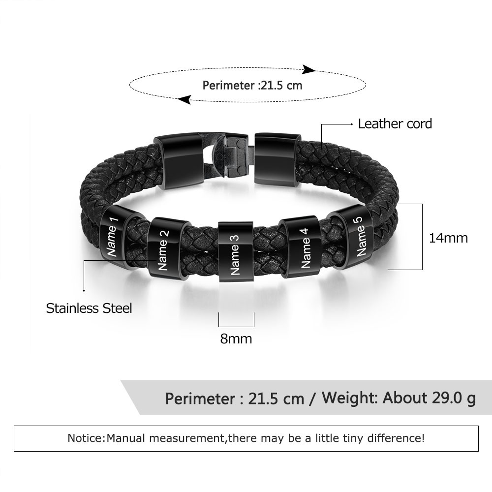 Personalised Gift Set - Custom Wallet & Bracelet with 1 Photo, 1 Letter, and 6 Names, Christmas Gift Box for Him