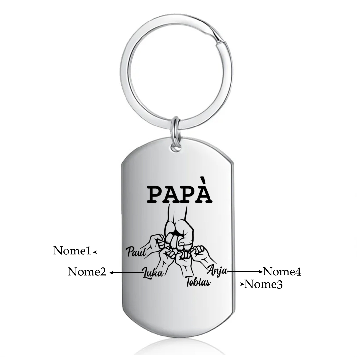 Non dimenticare mai che ti amo-Pugno a pugno Portachiavi 4 nomi regalo per papà