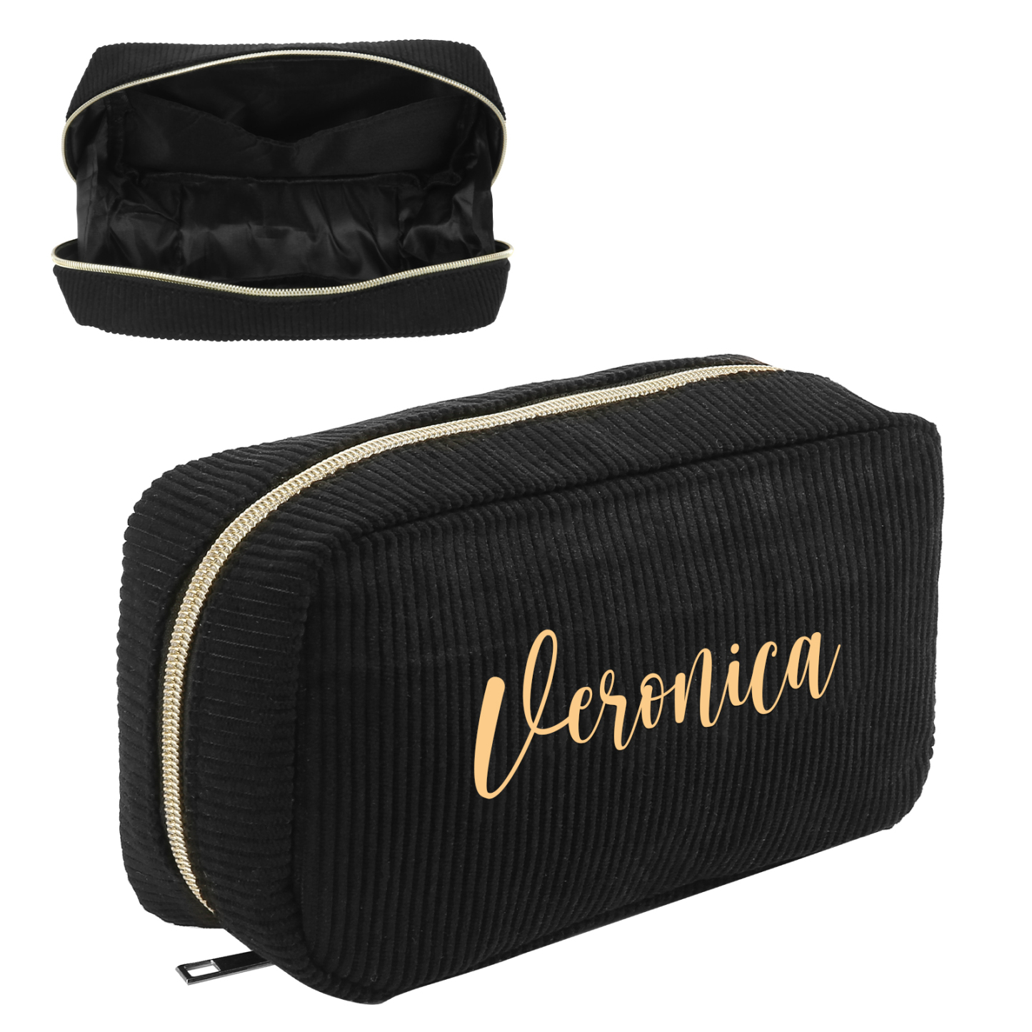 Jessemade IT Borsa per cosmetici in velluto a coste per donna 1 nome personalizzato regalo per donna