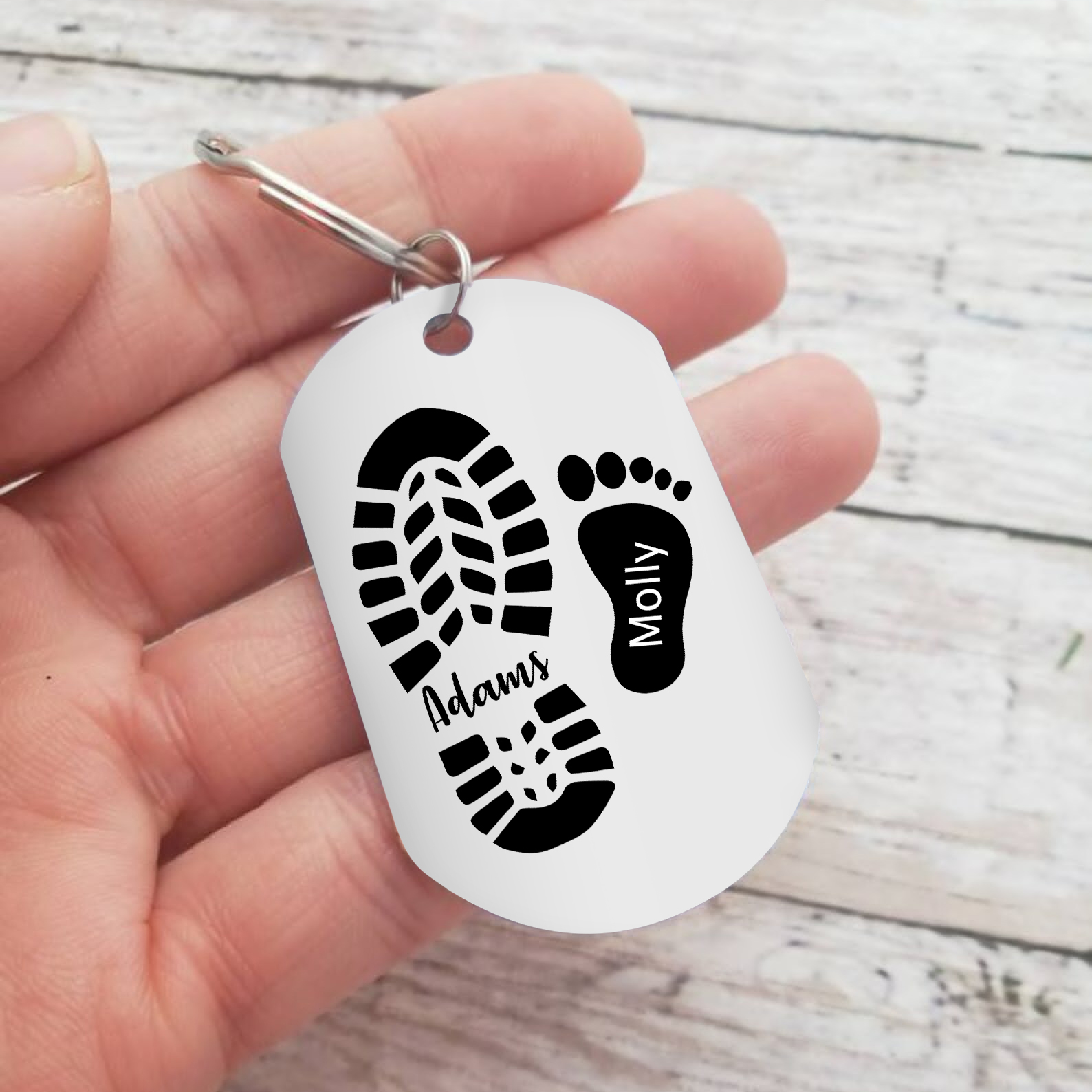 Portachiavi Personalizzato per Uomo – Incisione di 2 Nomi & Foto – Regalo Speciale per Papà/Nonno | Jessemade