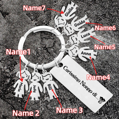Portachiavi con ciondolo bambino 7 nomi personalizzati regalo per nonno festa dei nonni