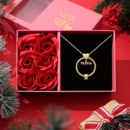 Collana con ciondolo nonna 1 nome incisione e pietra di nascita personalizzata