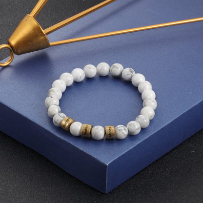 Braccialetto 3 nomi braccialetto personalizzato in howlite bianco
