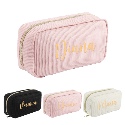 Borsa per cosmetici in velluto a coste per donna 1 nome personalizzato regalo per donna
