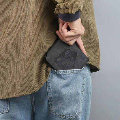 Portafoglio in PU pelle da uomo 1 nome 1 lettera e 1 foto personalizzabili regalo per uomo