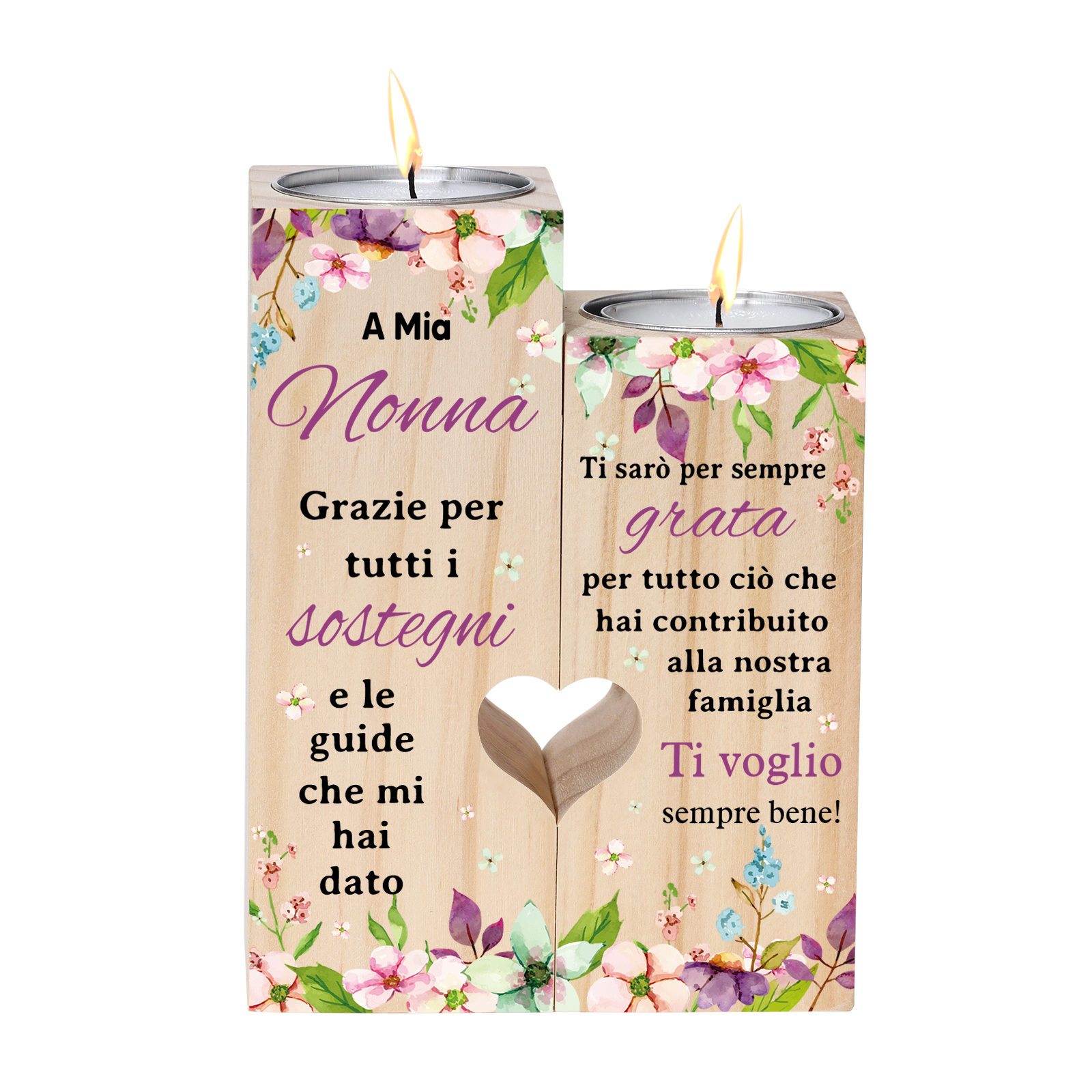A Mia Nonna Candelieri in legno per mia nonna fiore viola