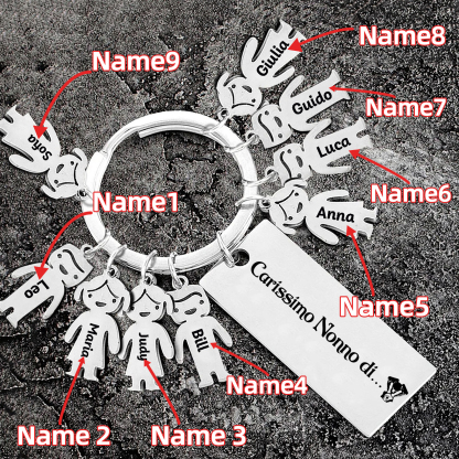 Portachiavi con ciondolo bambino 9 nomi personalizzati regalo per nonno festa dei nonni
