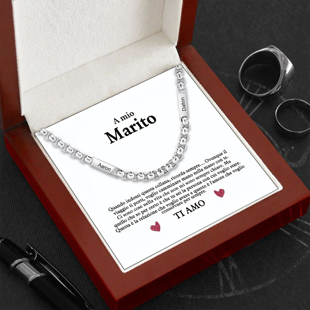 Collana acciaio inox 2 nomi personalizzati per mio marito