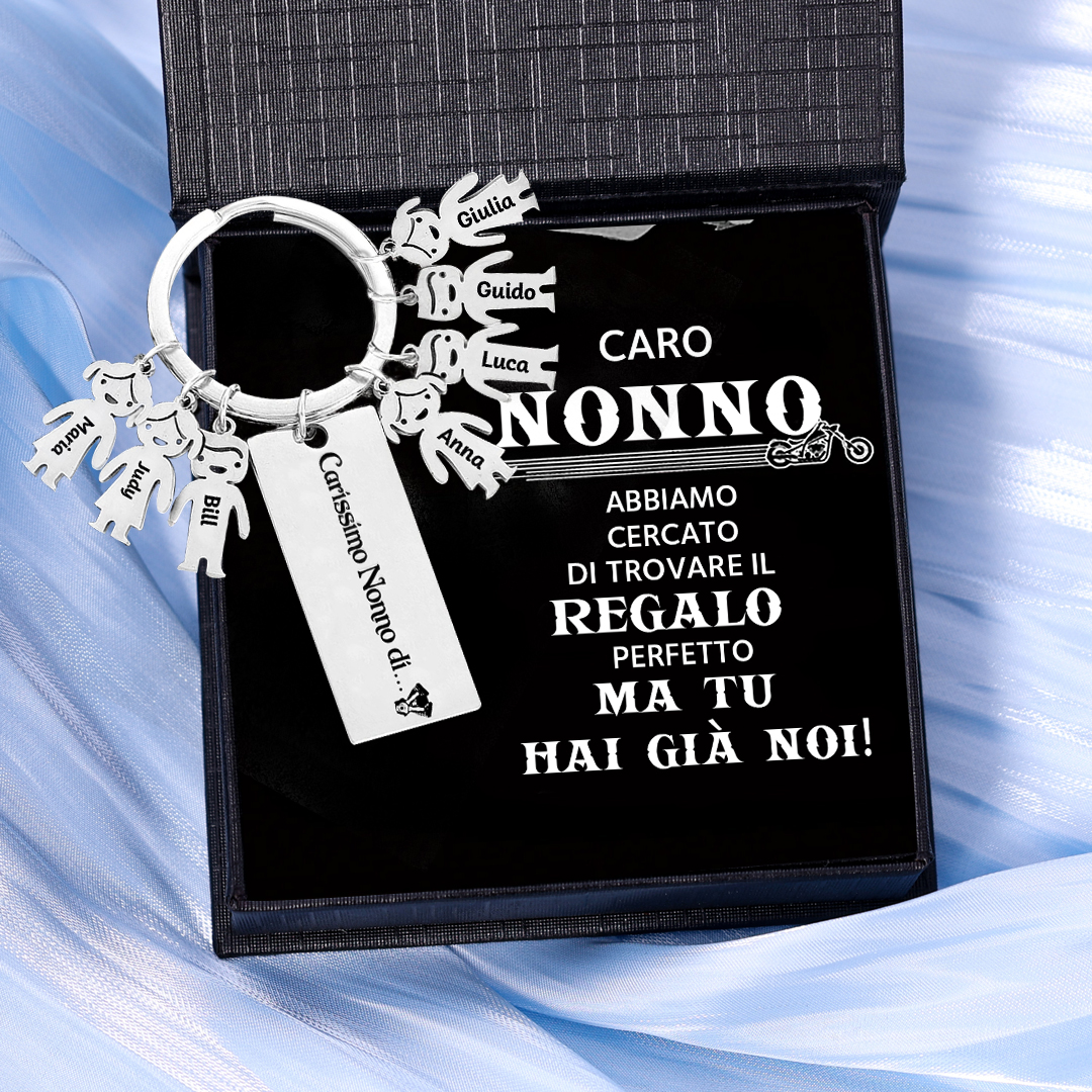 Portachiavi con ciondolo bambino 7 nomi personalizzati regalo per nonno festa dei nonni