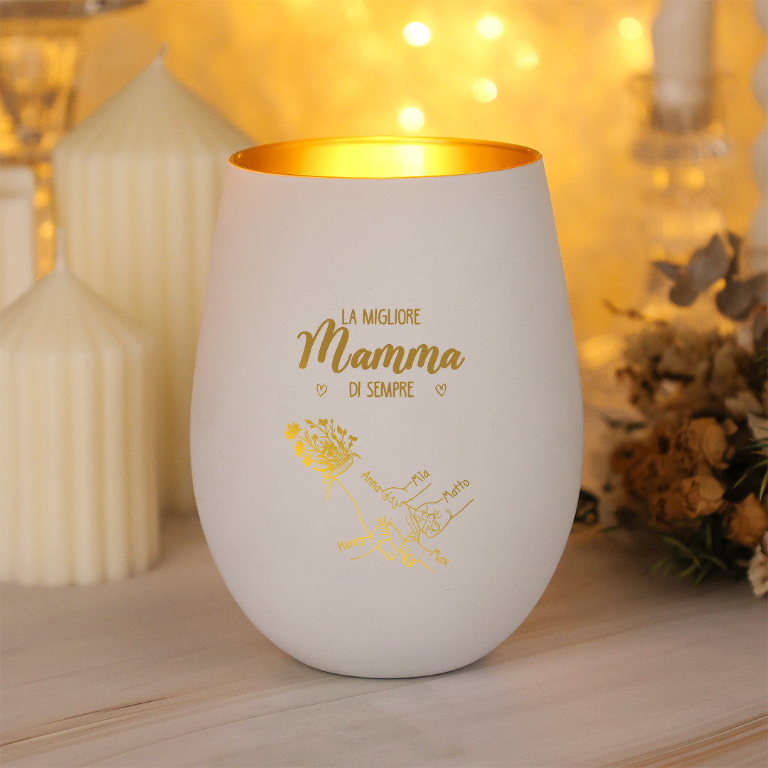 La migliore mamma del mondo, portacandele personalizzato con 2-7 nomi dei bambini, regalo per la Festa della Mamma, Natale e compleanno per mamma, nonna, moglie Jessemade