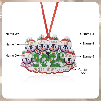 Addobbo natalizio personalizzato con famiglia di pinguini 2025