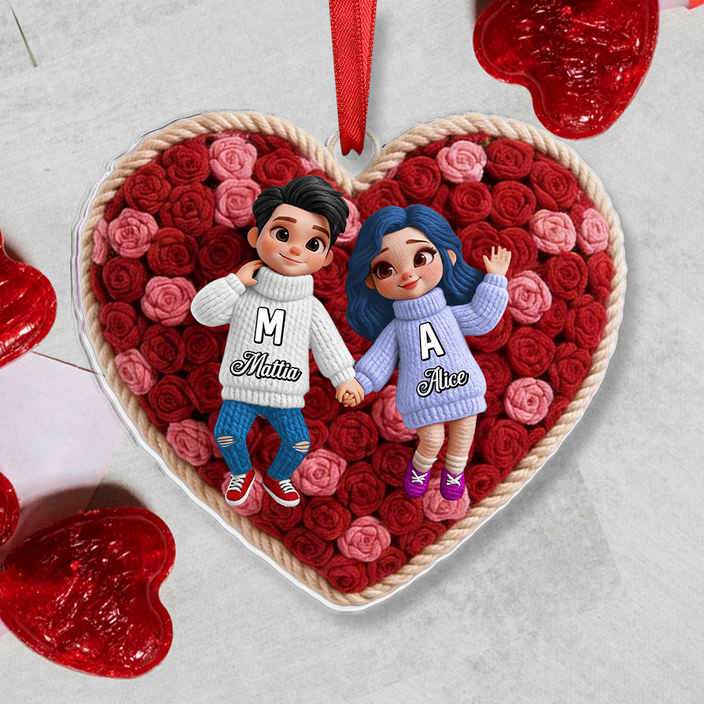 Portachiavi o Pendente a Cuore Personalizzato con Coppia e Nomi – Regalo Simbolico per Innamorati