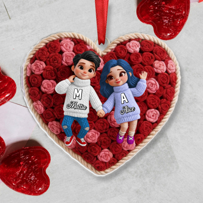 Portachiavi o Pendente a Cuore Personalizzato con Coppia e Nomi – Regalo Simbolico per Innamorati
