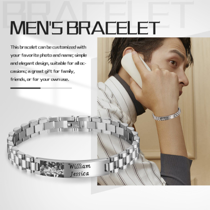 Bracciale da uomo acciaio inox con foto personalizzato