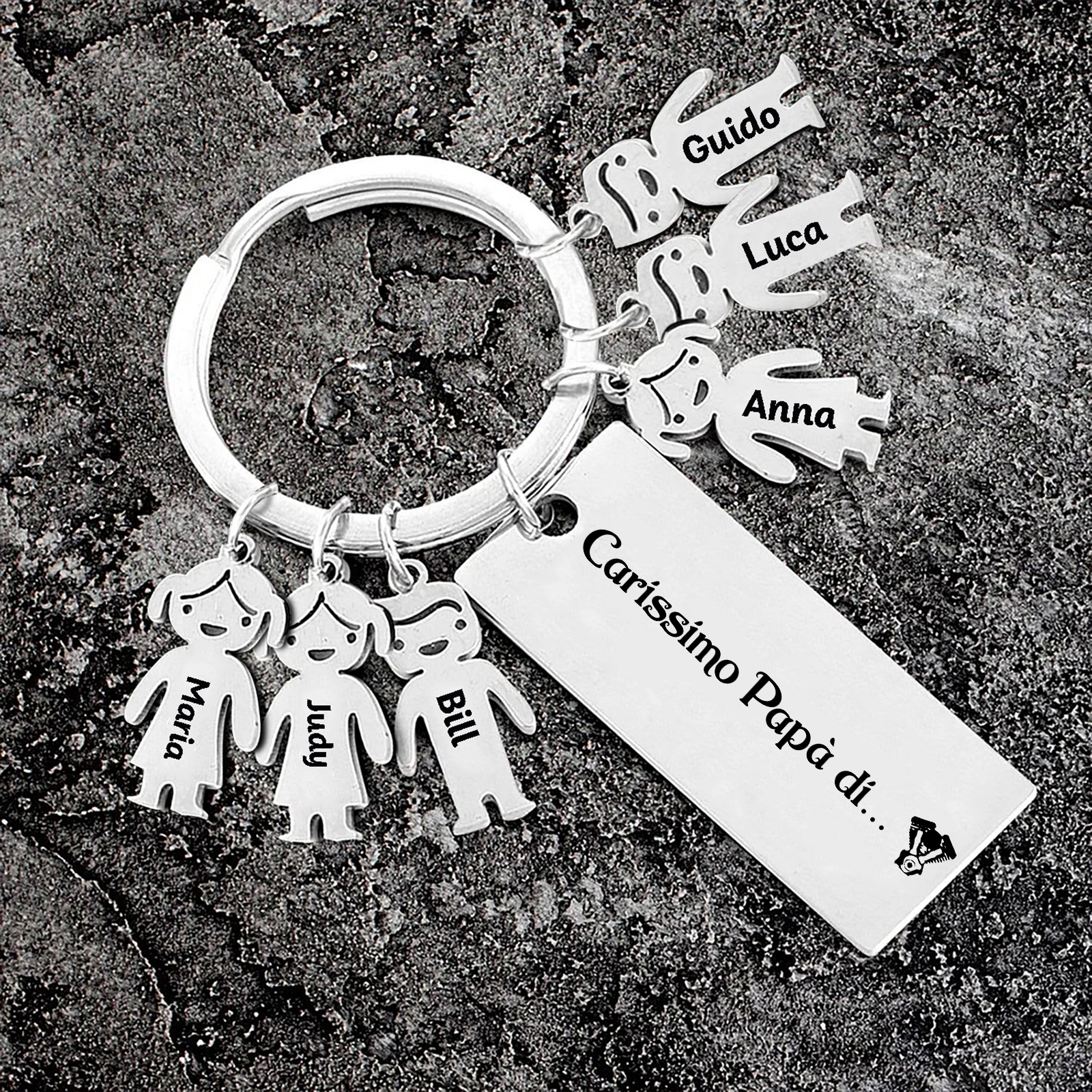 Portachiavi con ciondolo bambino 6 nomi regalo per papà