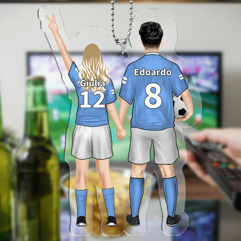 Portachiavi/Pendente acrilico calcio con immagine personalizzata regalo per coppia