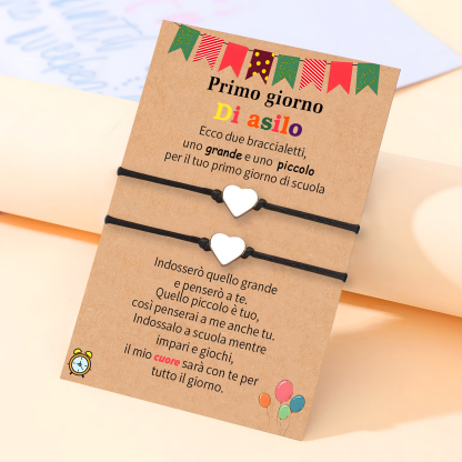 2PCS Braccialetto cuore regorabile regalo per bambina con carta