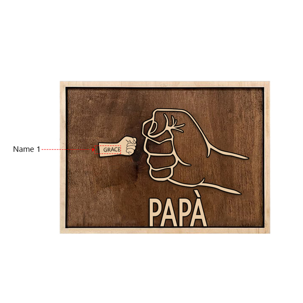 Targa di legno pugno a pugno 1 nome personalizzabile regalo per papà