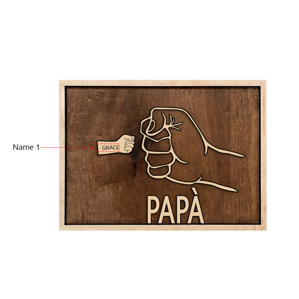 Targa di legno pugno a pugno 1 nome personalizzabile regalo per papà