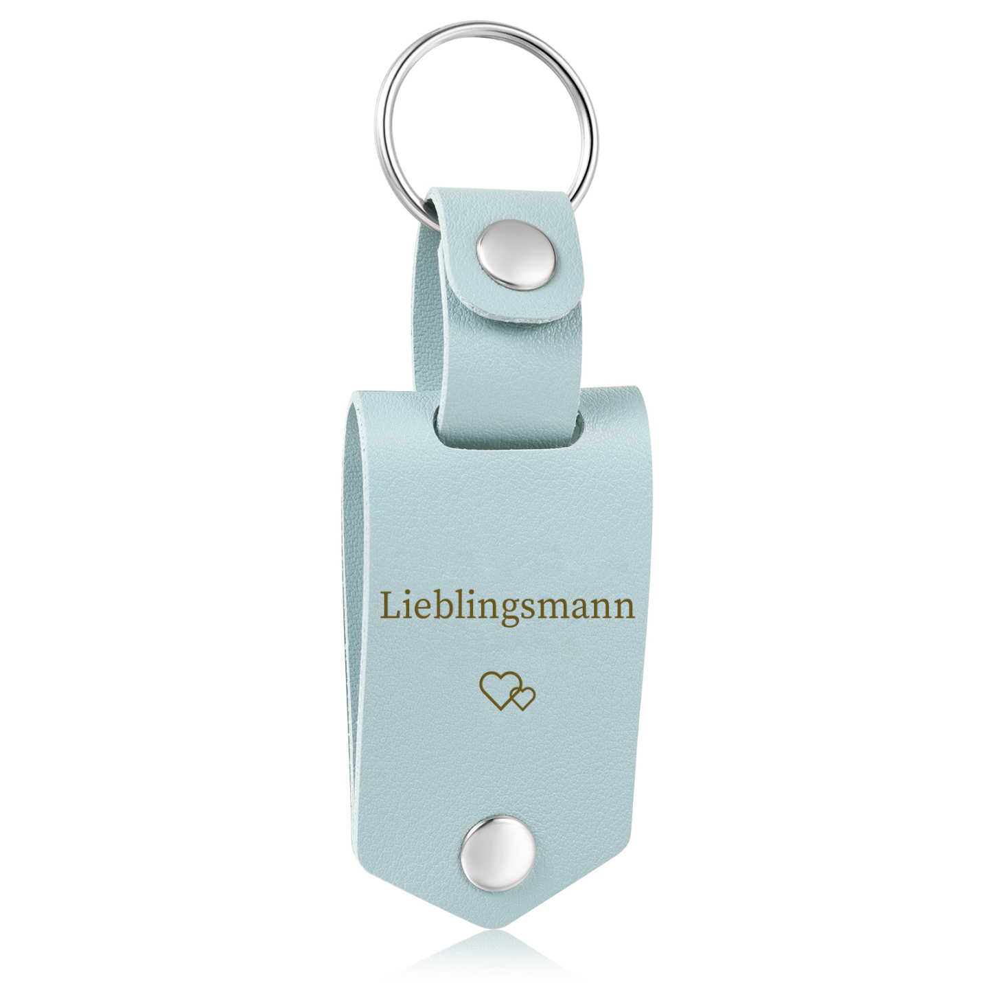 Portachiavi azzurro in Pelle 1 foto e 2 testi personalizzati per mamma