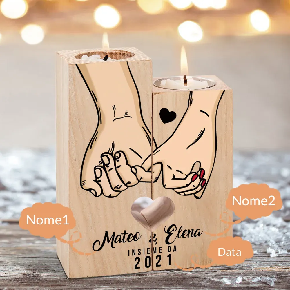Set Regalo Personalizzato per Coppie con Portacandele Pinky Promise e Portachiavi a Cuore Abbinato | Nomi e Data Personalizzabili in Elegante Confezione Regalo | Jessemade