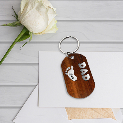 Nonno-Portachiavi con piedino 1 nome e 1 testo personalizzati regalo per papà/nonno