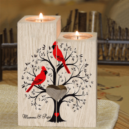 Candeliere candela cardinale e albero commemorativo 2 nomi personalizzabili