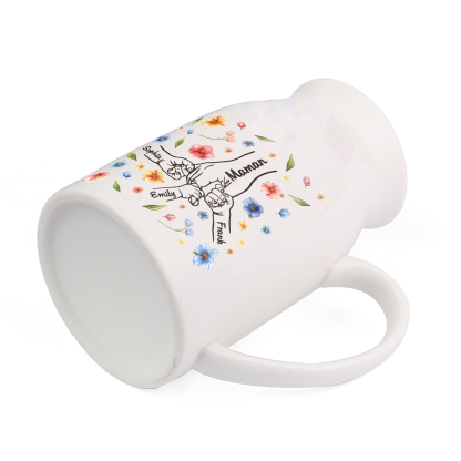 Vaso di ceramica con mano nella mano 4 nomi personalizzati per nonna/mamma