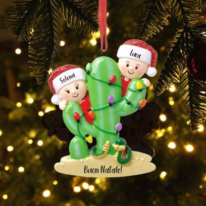 Bianco Natale mille candele... Ornamenti cactus ciondolo per albero di Natale 2 nomi personalizzati