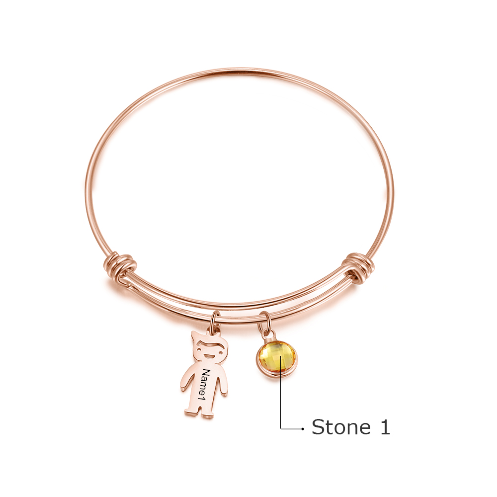 Bracciale regolabile Jessemade con 1 ciondolo per bambino e 1 pietra di nascita