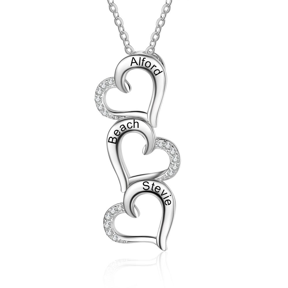 Collana con Nome Personalizzato Ciondolo 3 cuori in argento 925