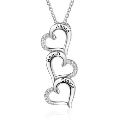 Collana con Nome Personalizzato Ciondolo 3 cuori in argento 925