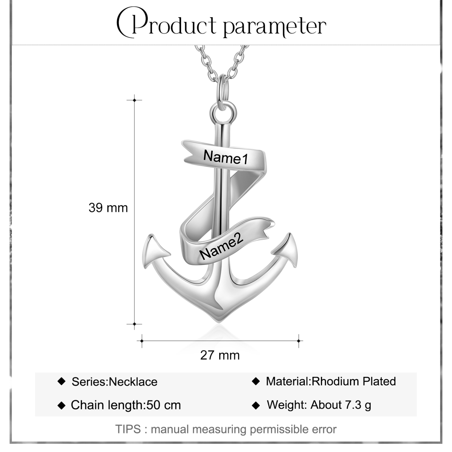 A MIO FIGLIO - Collana ancora nautica Ciondolo ancora pirata con 2 nomi personalizzati | Jessemade