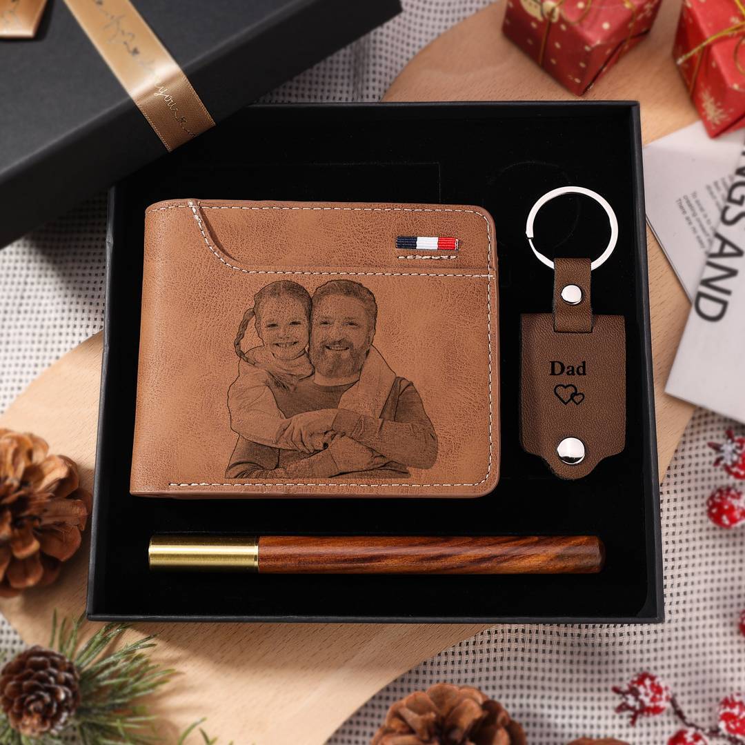 Set Regalo Personalizzato – Portafoglio Inciso con Foto, Nome e Inizia