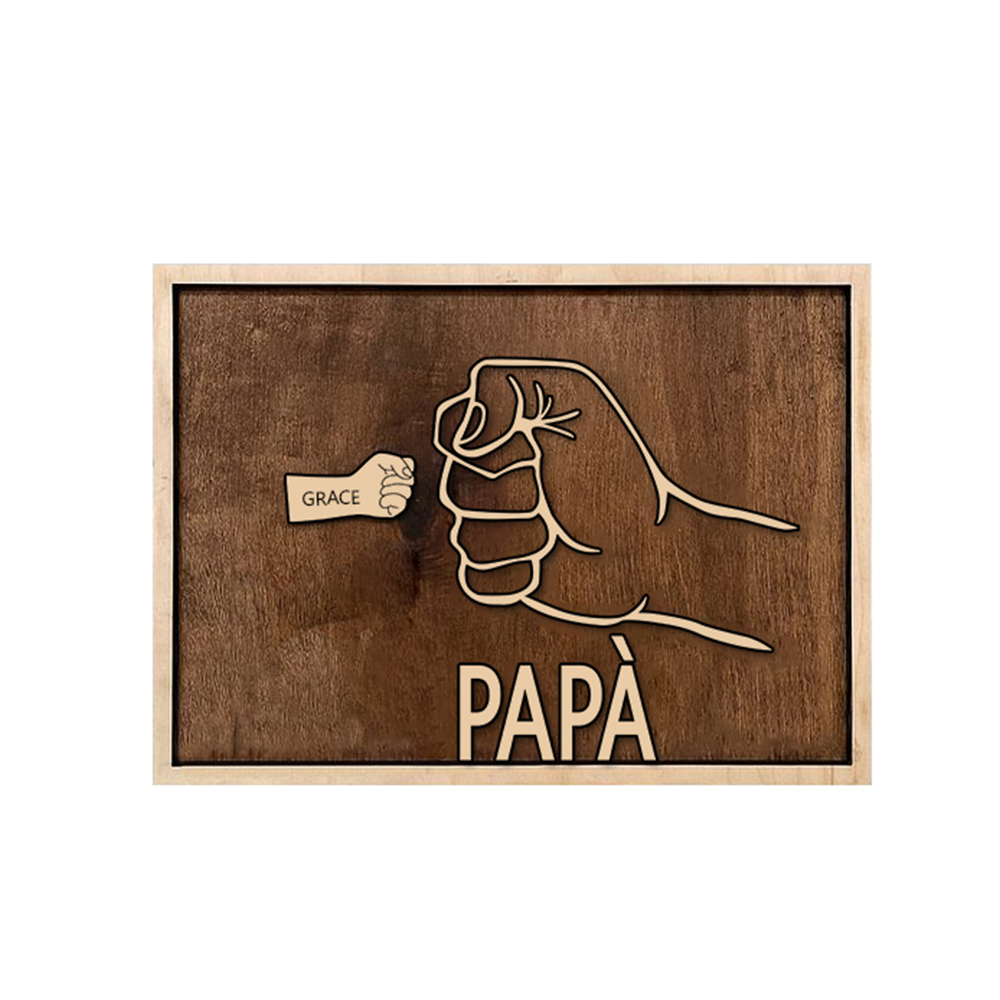 Targa di legno pugno a pugno 1 nome personalizzabile regalo per papà