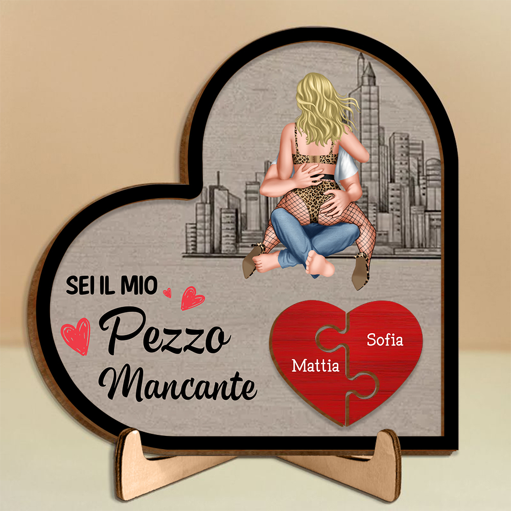 Targa a forma di cuore personalizzata con 2 nomi e avatar San Valentino per lei e lui | Jessemade