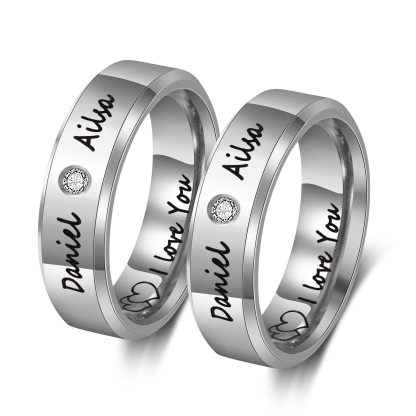 Ti Amo Alice & Luca-Anello inox a coppia 2 nomi e testo personalizzabili