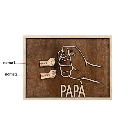 Targa di legno pugno a pugno 2 nomi personalizzabile regalo per papà