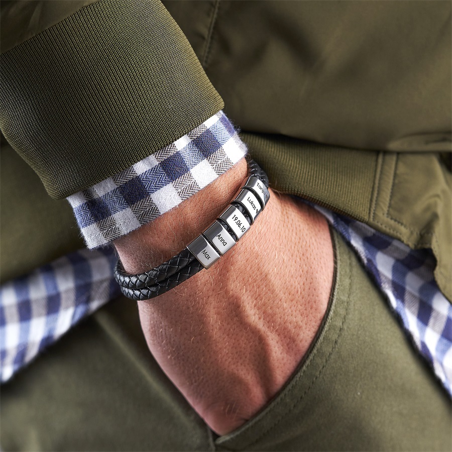 A MIO PAPÀ-Braccialetto Personalizzato in Pelle con Incisione di 2 Nomi | Regalo Speciale per Papà | Jessemade