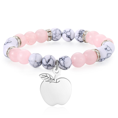 Braccialetto di pietre naturali con 1 testo personalizzato multicolori da scegliere